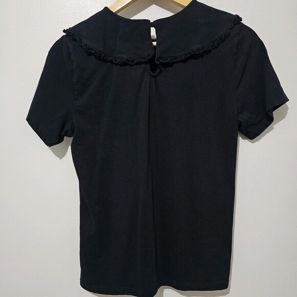 INC International Concepts - T-Shirt Ruffled Collar - Size M - Black - 100Cotton - Picture 3 of 9